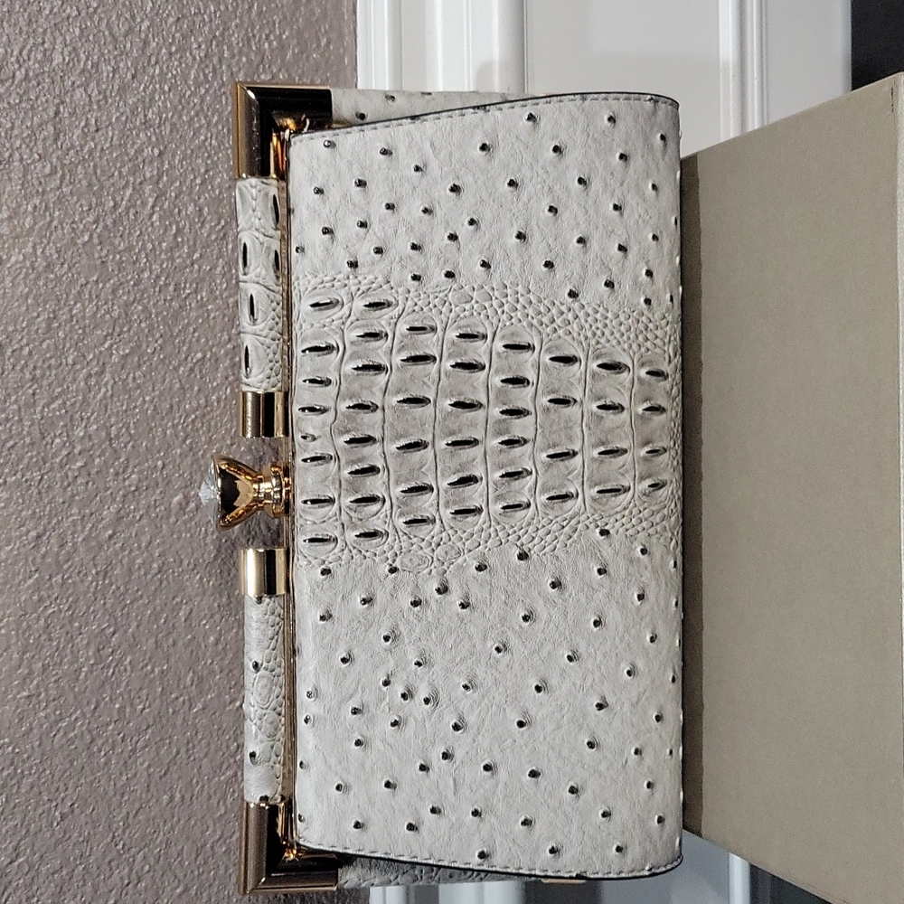 Beige La Miel Ostrich Handbag NWT